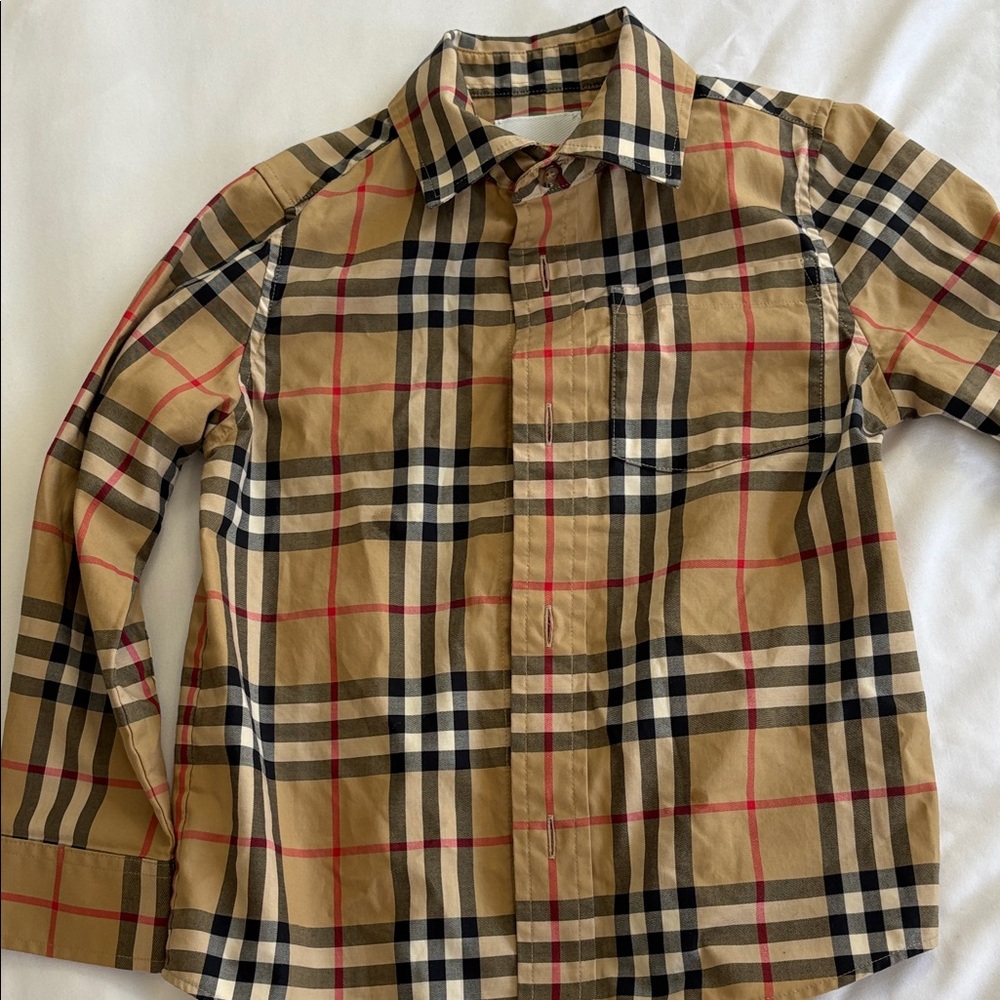 Burberry Tan Plaid Kids Shirt